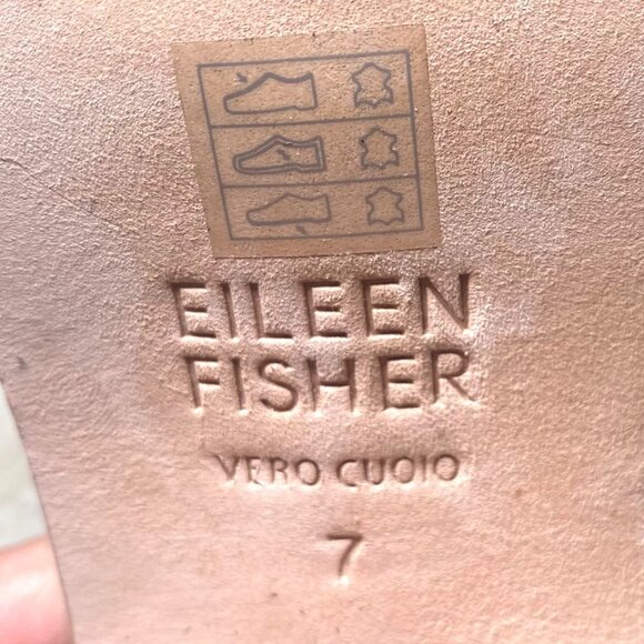 Eileen Fisher Brown Ann Tumbled Nubuck Leather Sandal Zip Back Block Heels - Picture 9 of 9